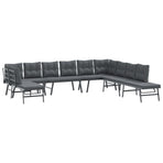 7 Piece Garden Bench Set with Cushions Black