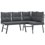 7 Piece Garden Bench Set with Cushions Black