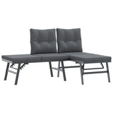 7 Piece Garden Bench Set with Cushions Black Powder-coated Steel - Top-Down View