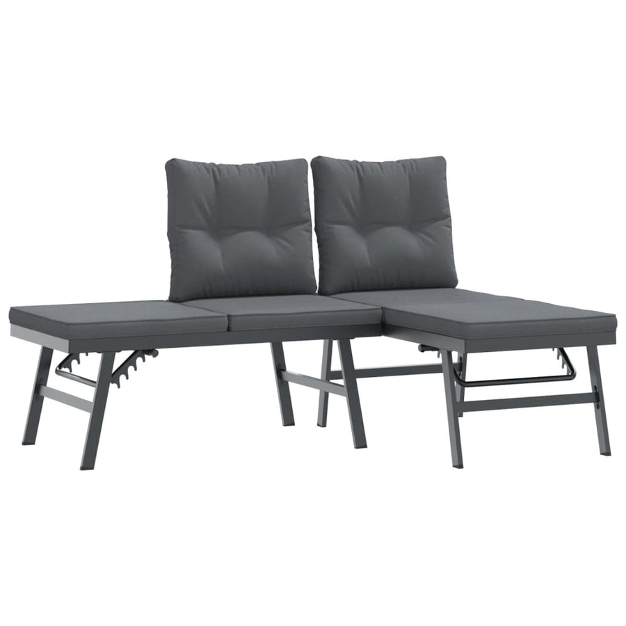 7 Piece Garden Bench Set with Cushions Black