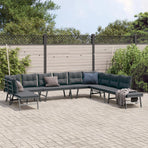 7 Piece Garden Bench Set with Cushions Black