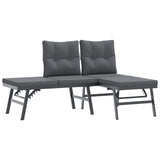 6 Piece Garden Benches with Cushions Black Powder-coated Steel - Top-Down View