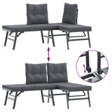 6 Piece Garden Benches with Cushions Black Powder-coated Steel - Close-Up Angle