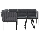 Garden Sofa Set with Cushions Black Steel and Textilene - Rear View