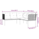 Garden Sofa Set with Cushions Black Steel and Textilene - Extra Image