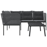 Garden Sofa Set with Cushions Black Steel and Textilene - Rear View