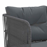 Garden Sofa Set with Cushions Black Steel and Textilene - Low Angle