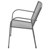 Stackable Garden Chair Set 3 Piece Anthracite Powder-coated Steel - Rear View