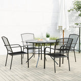Stackable Garden Chair Set 5 Piece Anthracite Powder-coated Steel