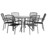 Stackable Garden Chair Set 7 Piece Anthracite Powder-coated Steel