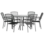 Stackable Garden Chair Set 7 Piece Anthracite Powder-coated Steel
