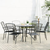 Stackable Garden Chair Set 7 Piece Anthracite Powder-coated Steel