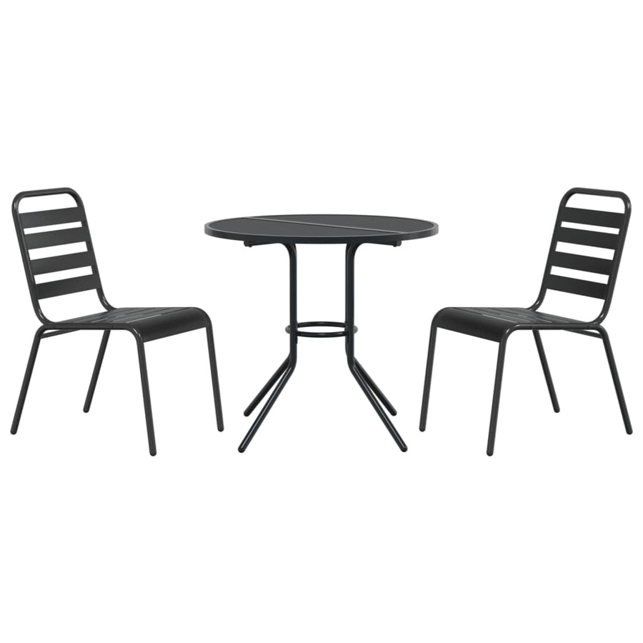 Stackable Garden Chair Set 3 Piece Anthracite Powder-coated Steel