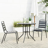 Stackable Garden Chair Set 3 Piece Anthracite Powder-coated Steel