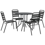 Stackable Garden Chair Set 5 Piece Anthracite Powder-coated Steel - Front View