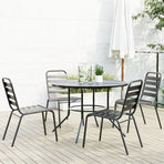 Stackable Garden Chair Set 5 Piece Anthracite Powder-coated Steel