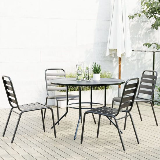 Stackable Garden Chair Set 5 Piece Anthracite Powder-coated Steel