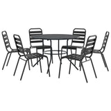 Stackable Garden Chair Set 7 Piece Anthracite Powder-coated Steel
