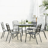 Stackable Garden Chair Set 7 Piece Anthracite Powder-coated Steel