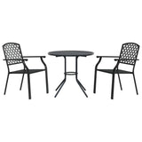 Stackable Garden Chair Set 3 Piece Anthracite Powder-coated Steel