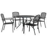 Stackable Garden Chair Set 5 Piece Anthracite Powder-coated Steel - Front View