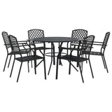 Stackable Garden Chair Set 7 Piece Anthracite Powder-coated Steel