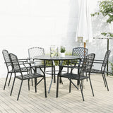 Stackable Garden Chair Set 7 Piece Anthracite Powder-coated Steel