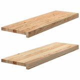 Stair Treads 2 pcs Untreated 80x25x2 cm Solid Wood Oak - Front View