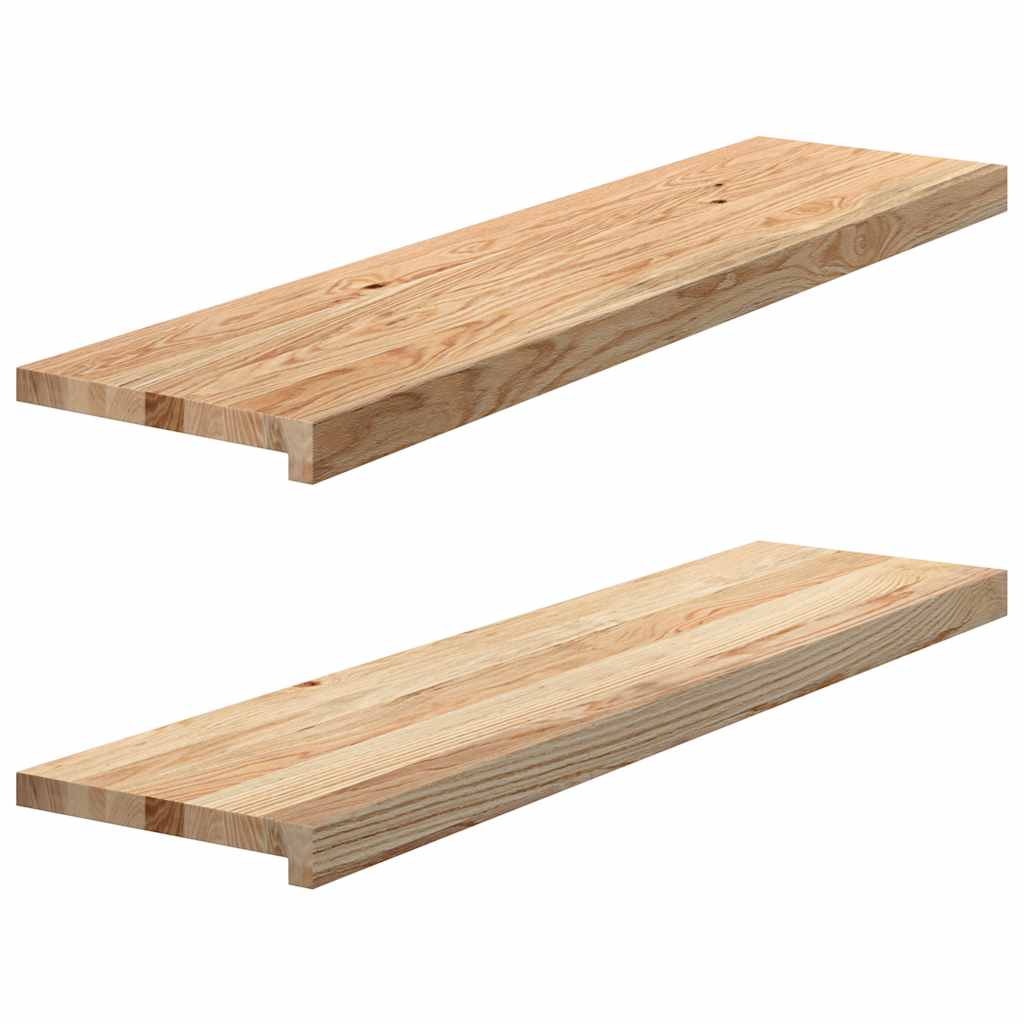 Stair Treads 2 pcs Untreated 100x25x2 cm Solid Wood Oak