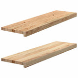 Stair Treads 2 pcs Untreated 90x30x2 cm Solid Wood Oak - Front View