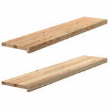 Stair Treads 2 pcs Untreated 120x30x2 cm Solid Wood Oak - Front View