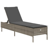 3 Piece Sun Lounger Set with Cushion Grey Poly Rattan