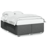 Bed Frame without Mattress Dark Grey Double Fabric