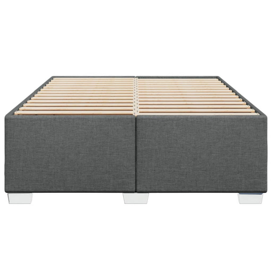 Bed Frame without Mattress Dark Grey Double Fabric