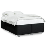 Bed Frame without Mattress Black Double Fabric - Front View