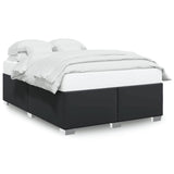Bed Frame without Mattress Black Double Faux Leather - Front View