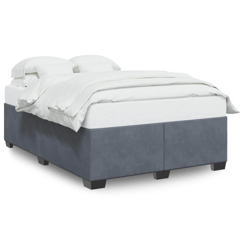 Bed Frame without Mattress Dark Grey?Double Velvet
