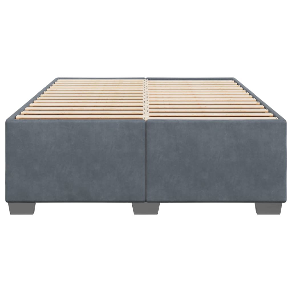 Bed Frame without Mattress Dark Grey?Queen Velvet