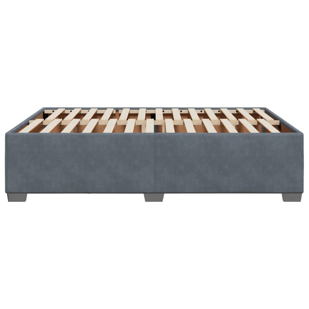 Bed Frame without Mattress Dark Grey?Queen Velvet