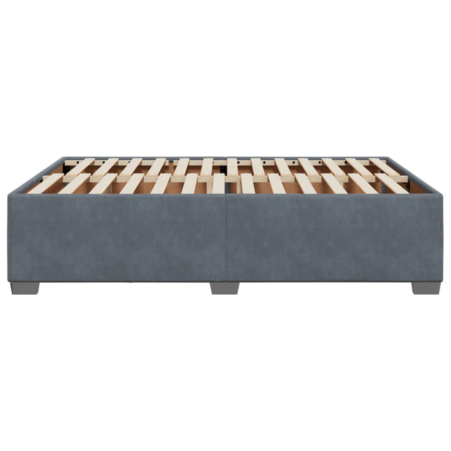 Bed Frame without Mattress Dark Grey Queen Velvet
