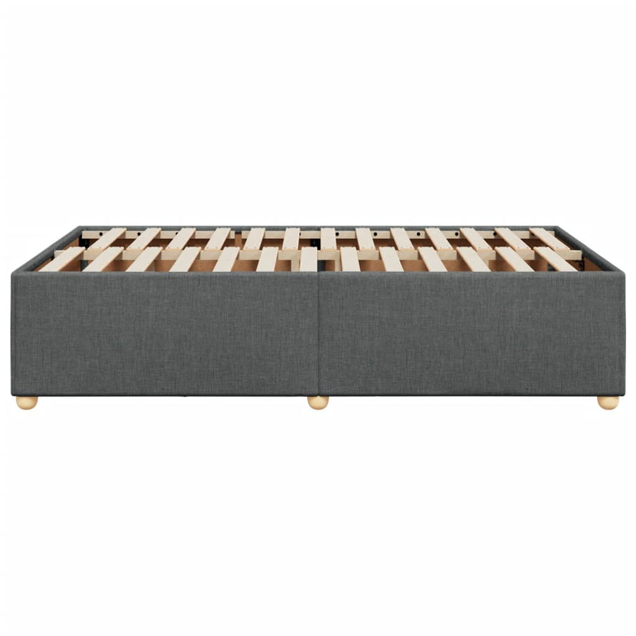 Bed Frame without Mattress Dark Grey Double Fabric