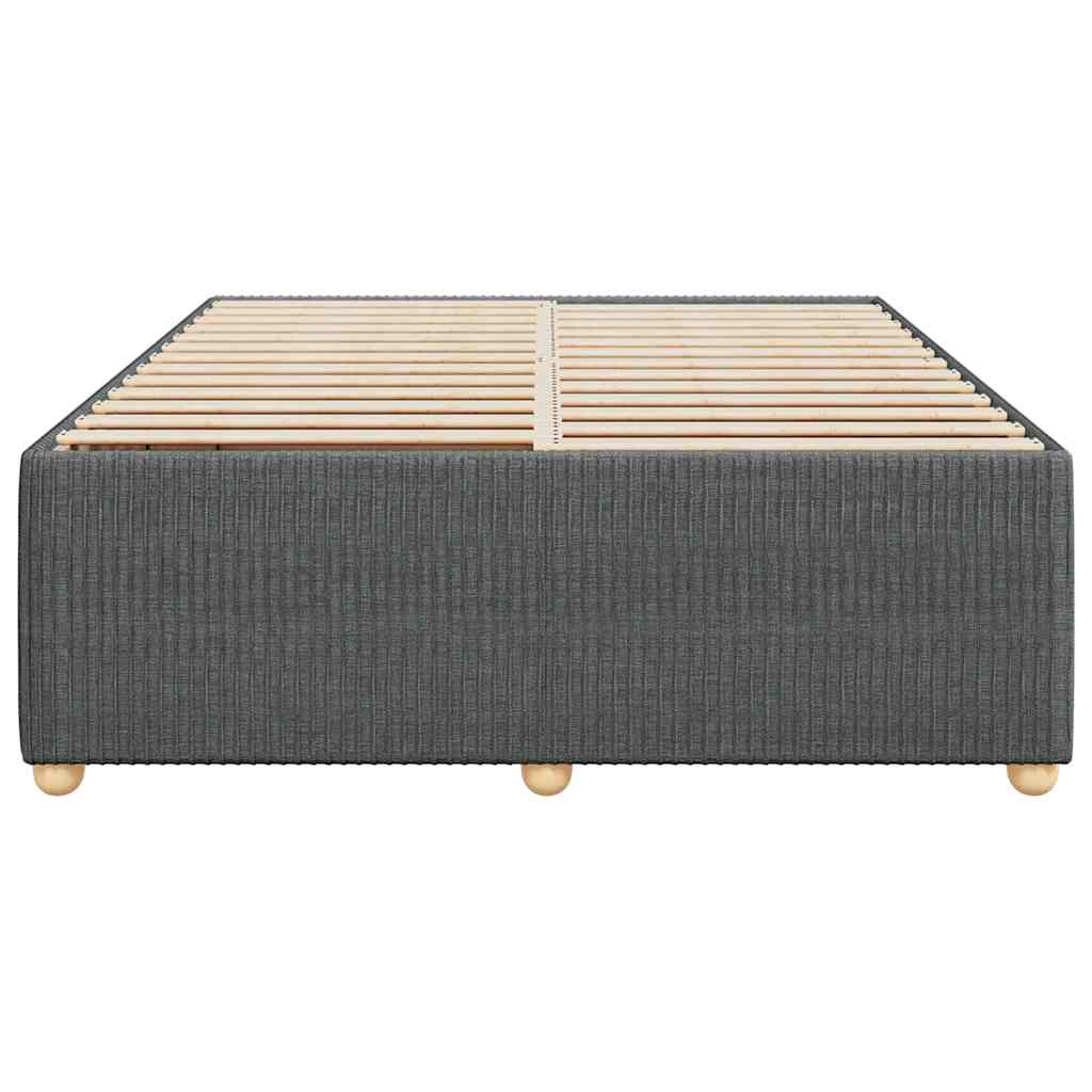 Bed Frame without Mattress Dark Grey Double Fabric
