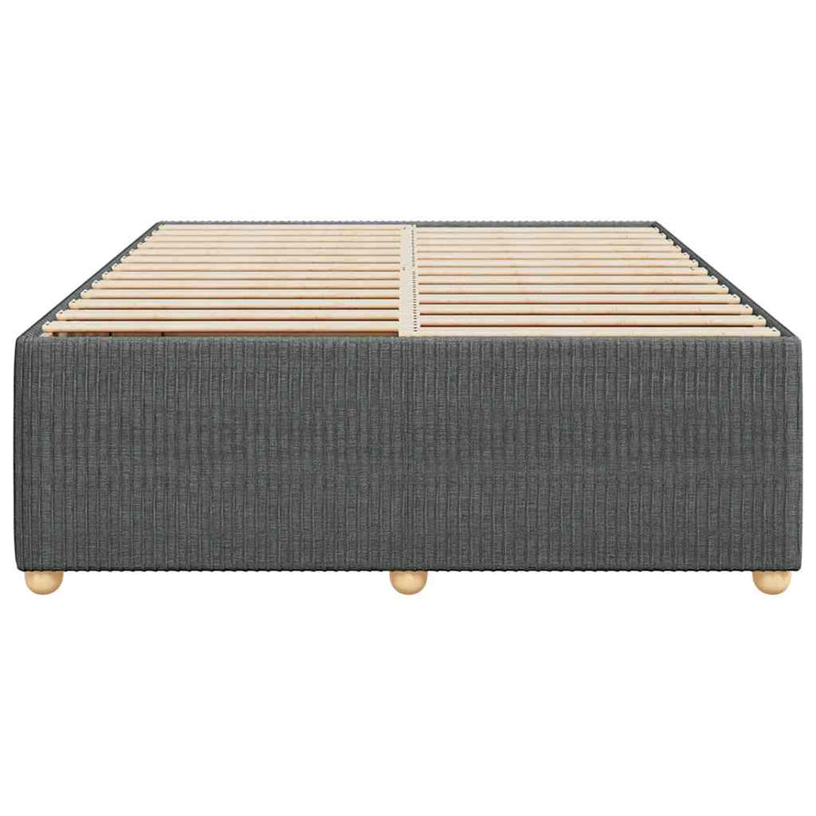Bed Frame without Mattress Dark Grey Double Fabric