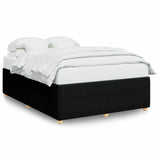 Bed Frame without Mattress Black Double Fabric - Front View