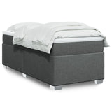 Box Spring Bed with Mattress Dark Grey King Single Fabric - Front View
