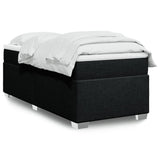 Box Spring Bed with Mattress Black King Single Fabric - Front View