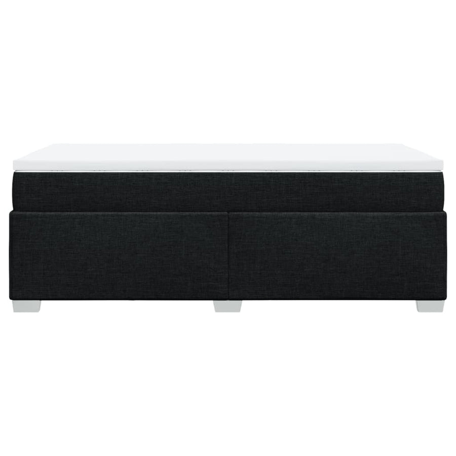 Box Spring Bed with Mattress Black King Single Fabric