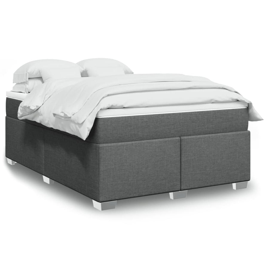 Box Spring Bed with Mattress Light Grey Full Fabric