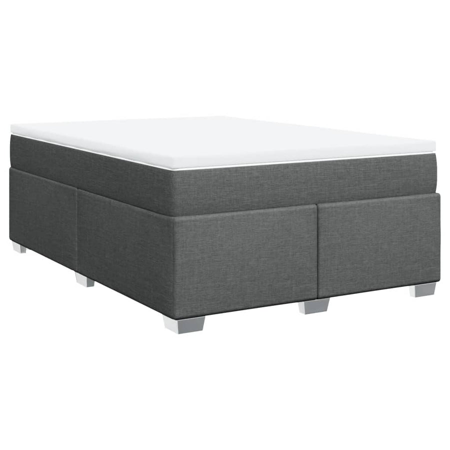 Box Spring Bed with Mattress Light Grey Full Fabric