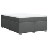 Box Spring Bed with Mattress Light Grey Double Fabric